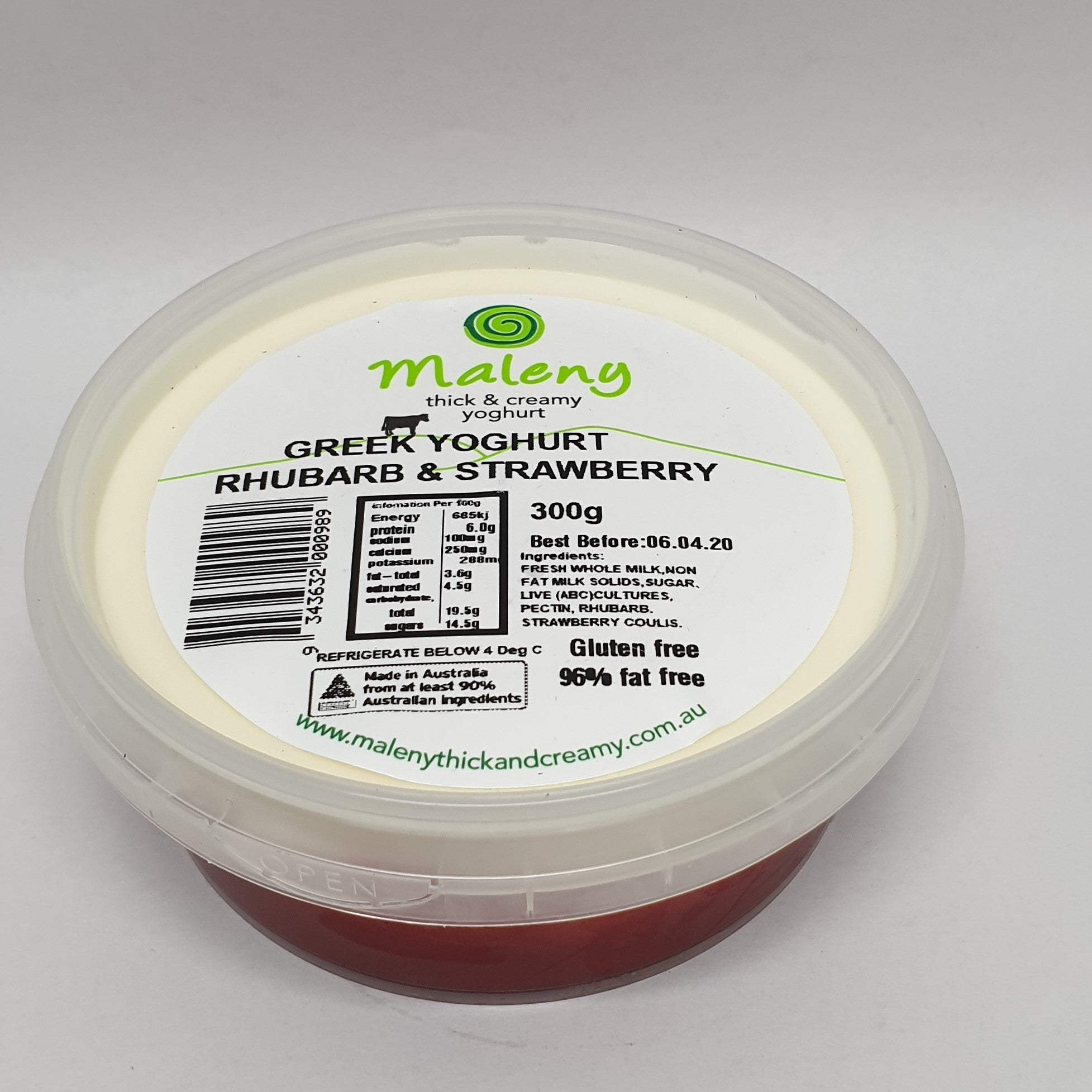 Maleny Yoghurt 250gr Strawberry & Rhubarb