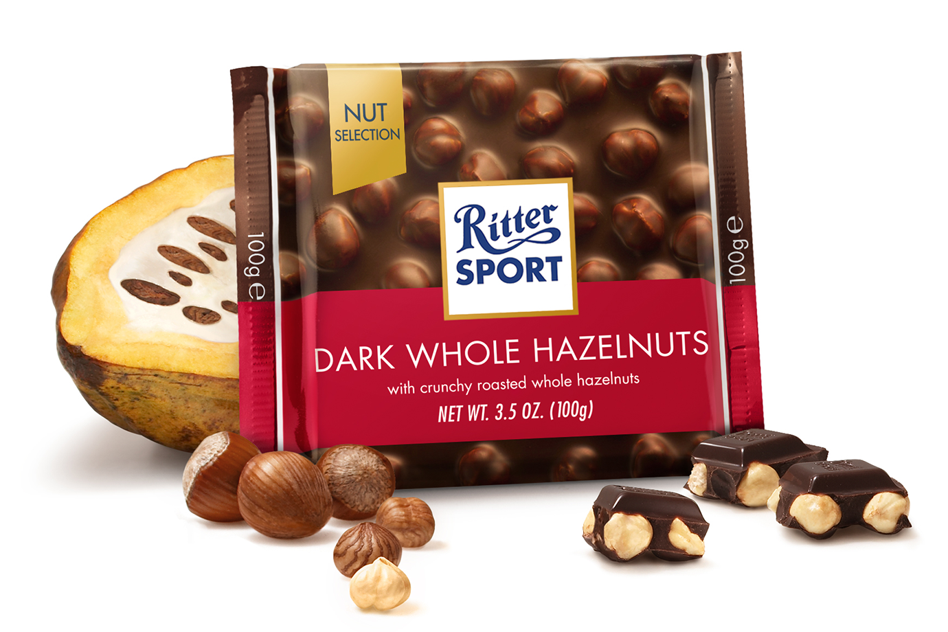 Ritter Whole Dark Hazelnut Chocolate 100gr