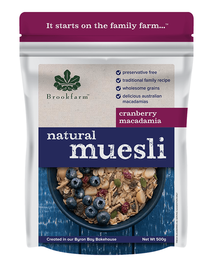 Brookfarm Natural Macadamia Cranberry Muesli 500g