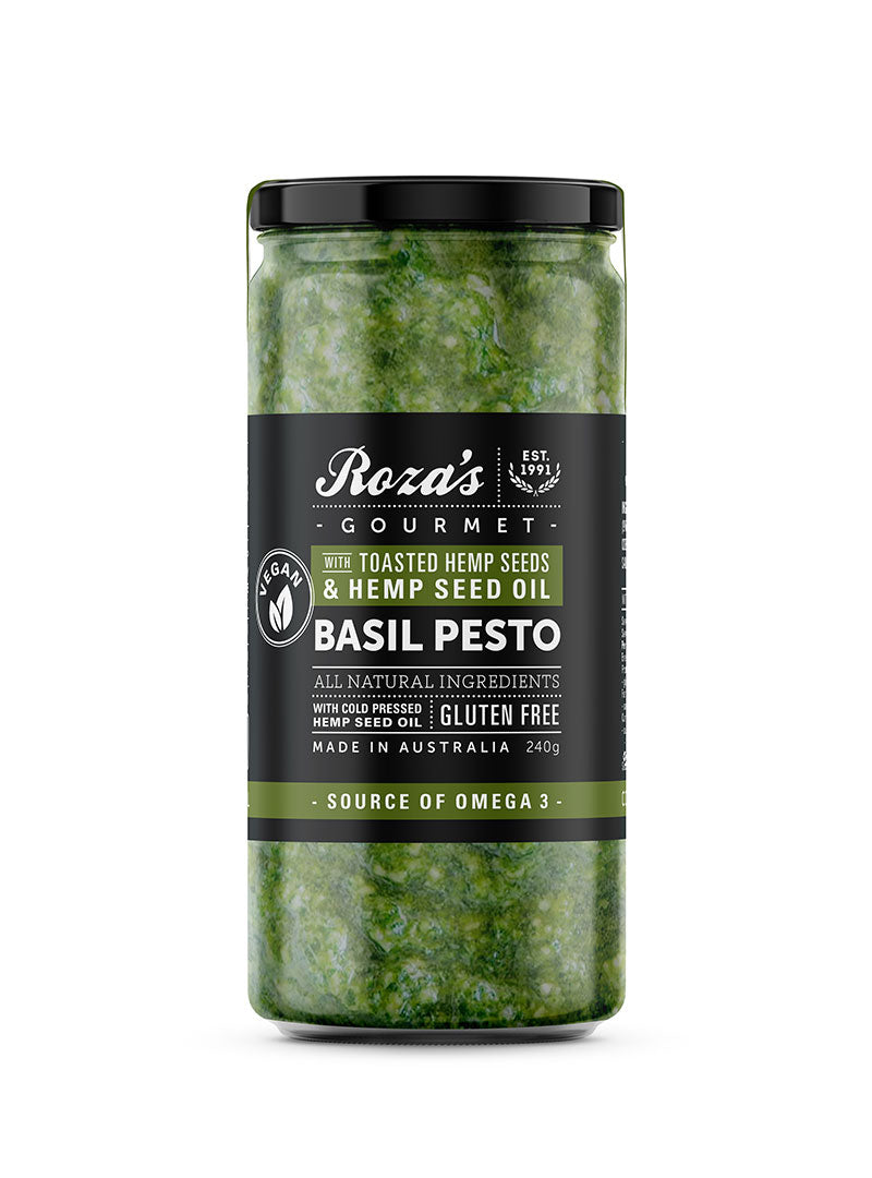 Roza's Basil Pesto w Hemp Seed Oil 240ml