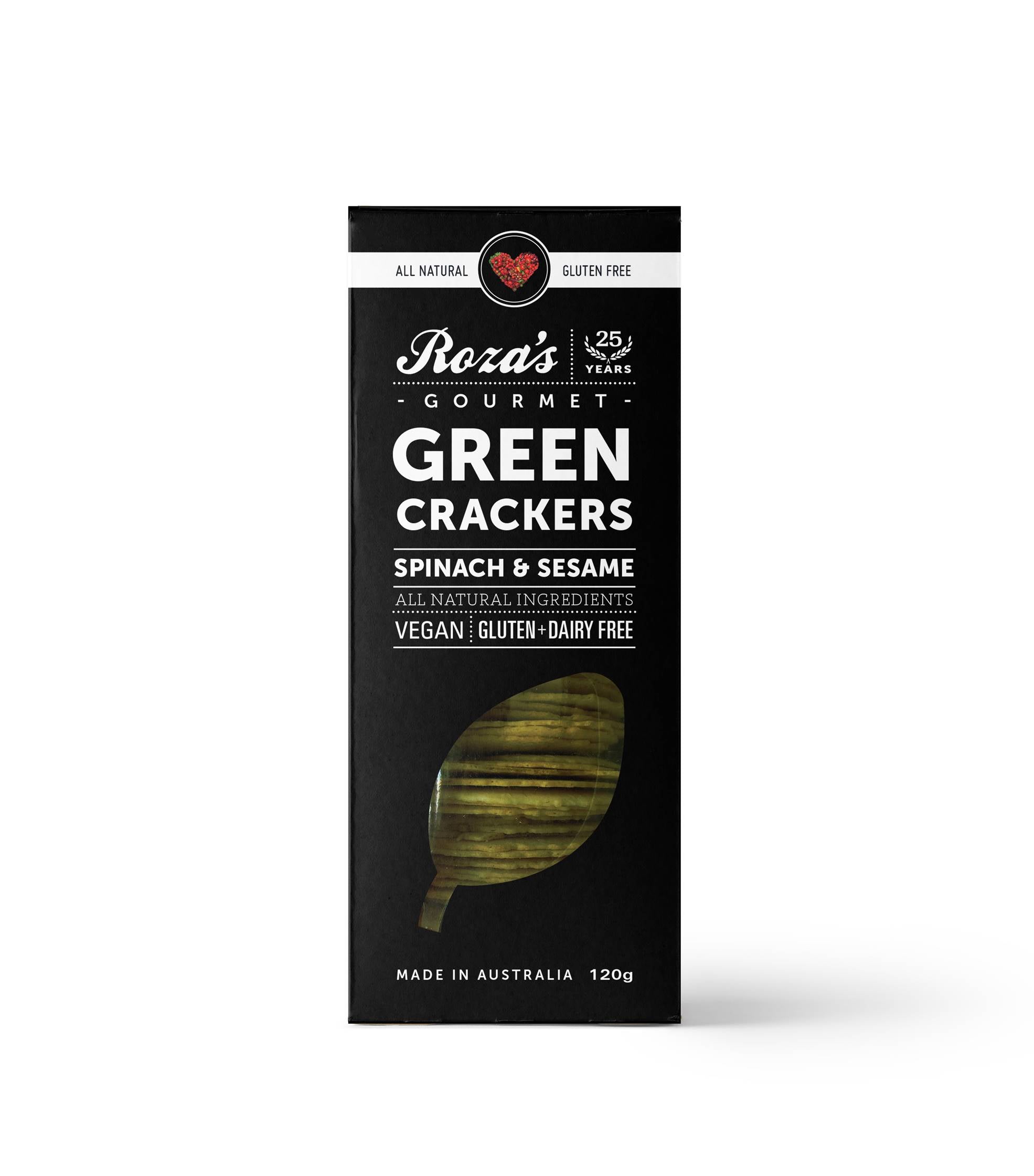 Roza's Green Crackers Spinach & Sesame 120g