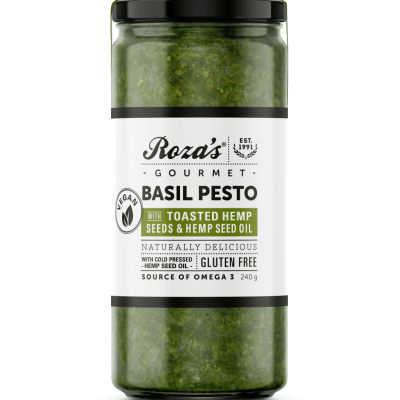 Roza's Basil Pesto w Hemp Seed Oil 240ml