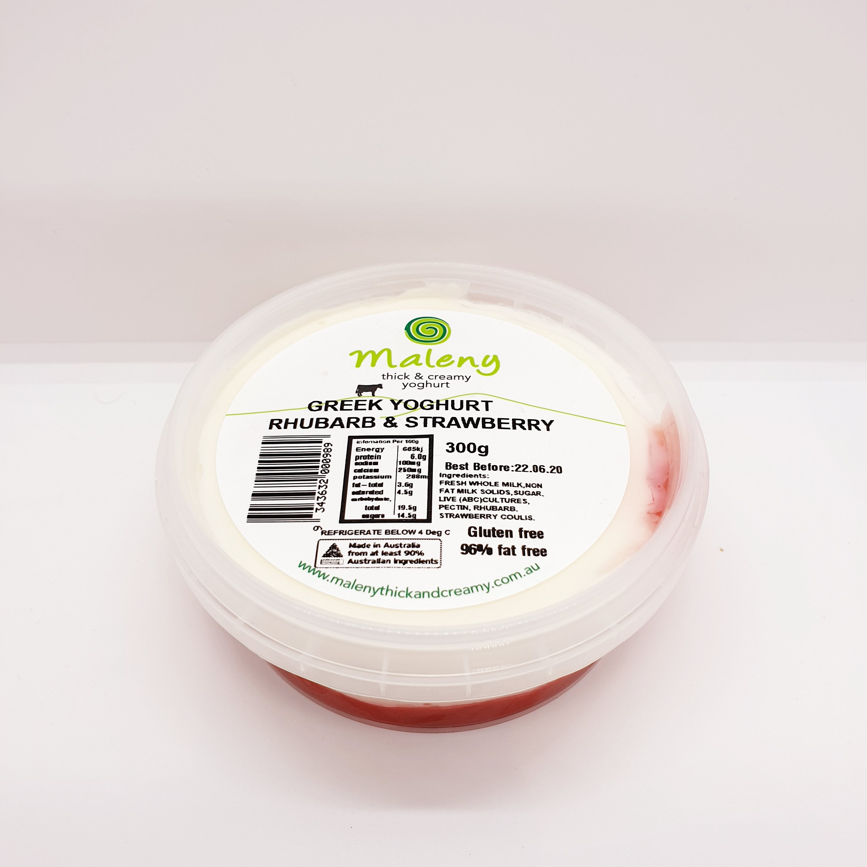Maleny Yoghurt 250gr Strawberry & Rhubarb